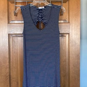 Gap softspun cutout tank dress. Size small. Navy/white stripes.